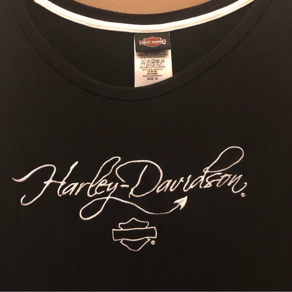 Harley Davidson Motorcycles Women’s top size M black two tone - Picture 3 of 6